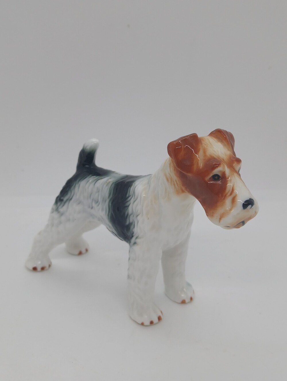 Vintage Giftcraft Japan Porcelain Wire Fox Terrier Dog Figurine 1960s